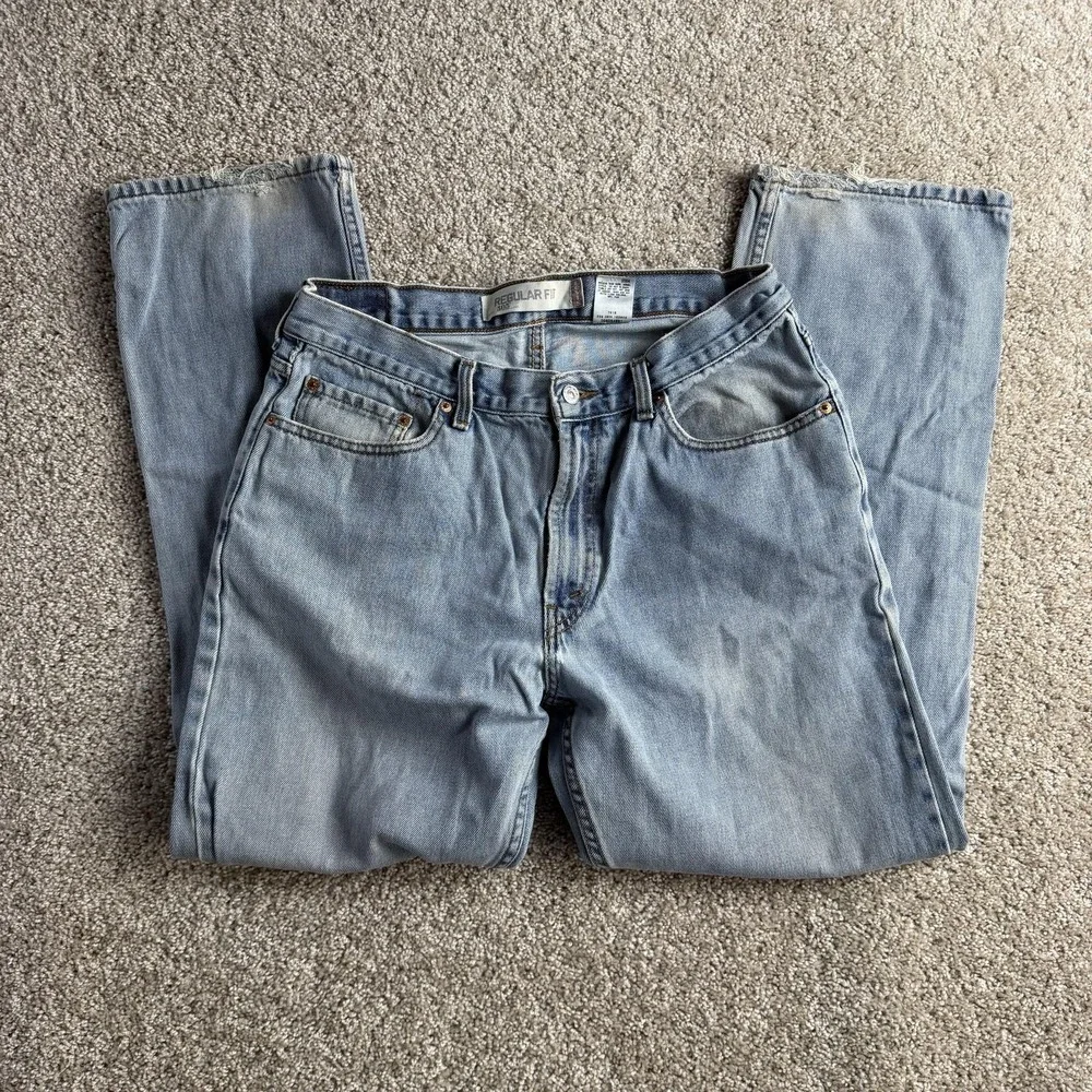 Y2K Levis 505 Jeans Mens 36x32 Light Wash Blue Denim Regular Straight Casual